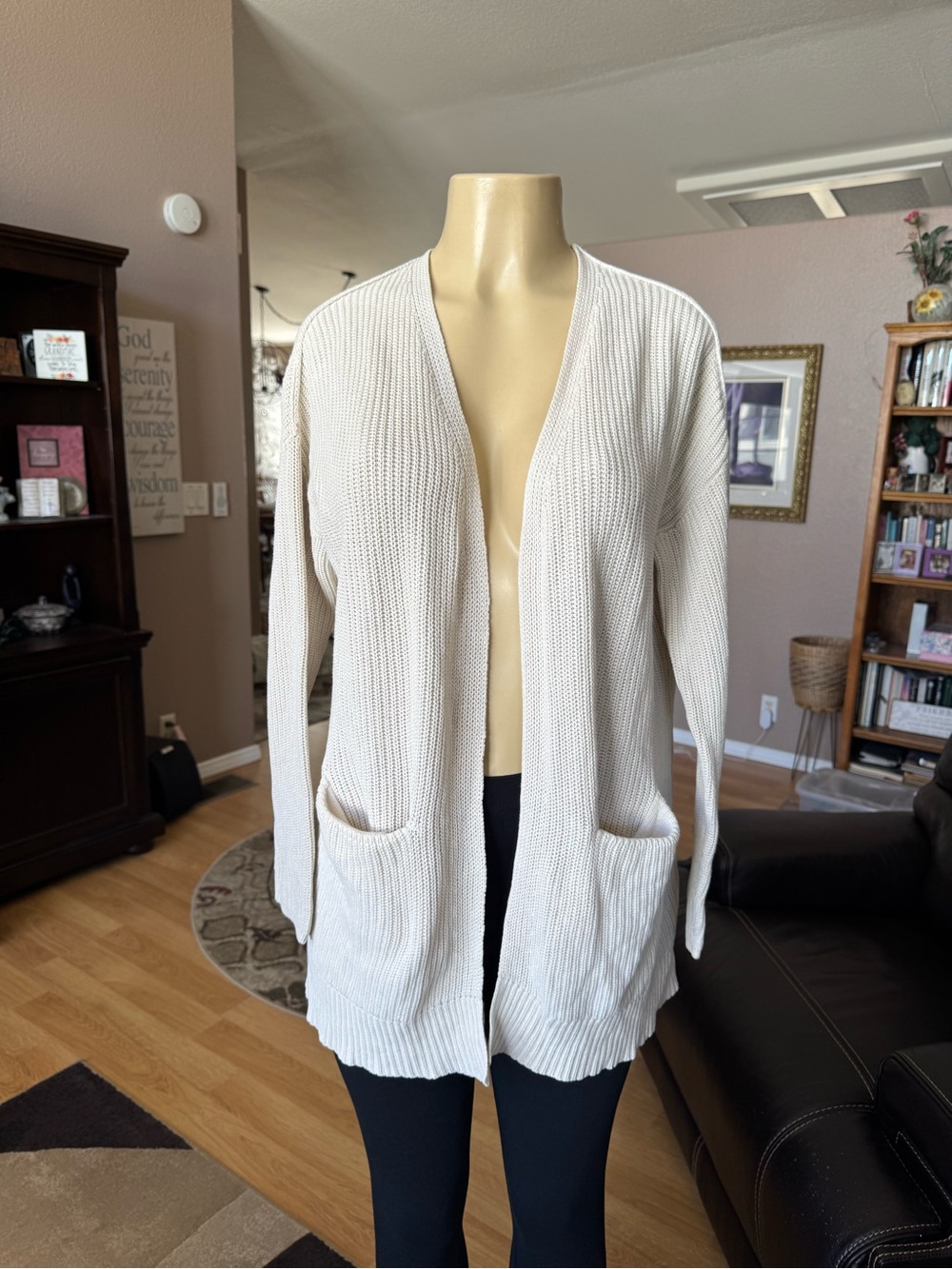 Universal Thread off-white open front cotton cardigan sweater w/pockets-size S/M